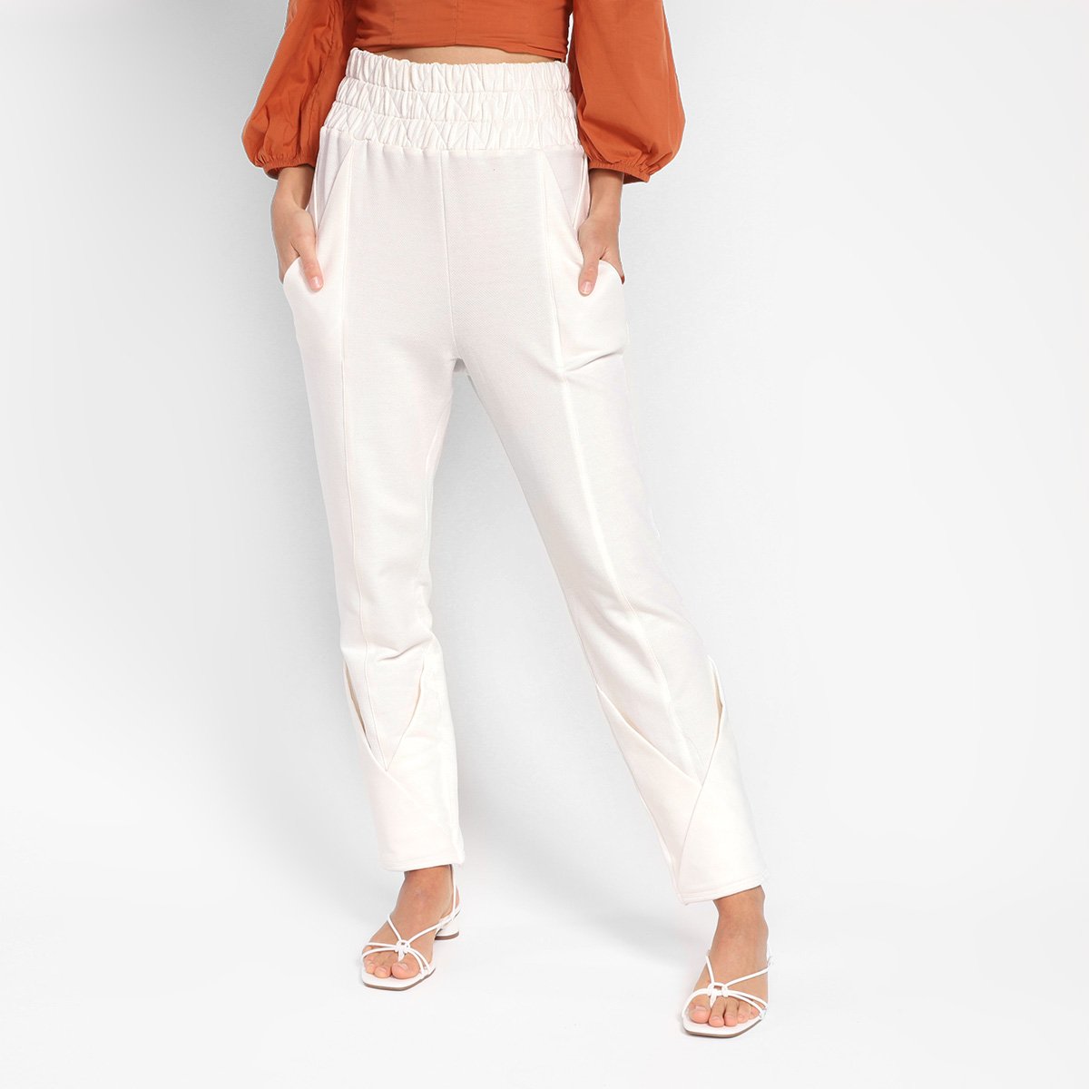 Calça Il Shin Prega Barra Cintura Alta Feminina - Off White é ruim? Calça Il Shin Prega Barra Cintura Alta Feminina - Off White é boa?