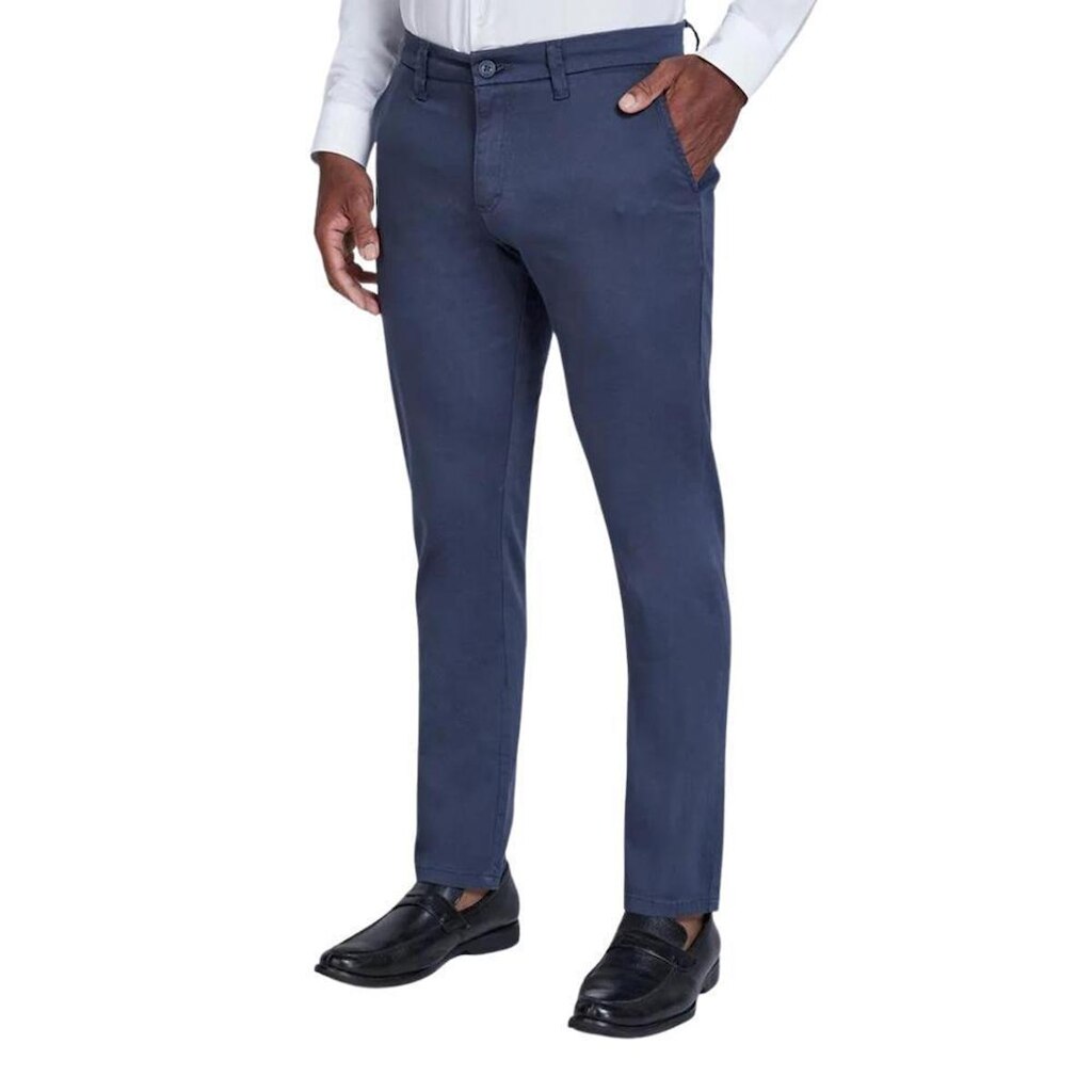 Calça Individual Sarja Slim Bolso  Azul Escuro