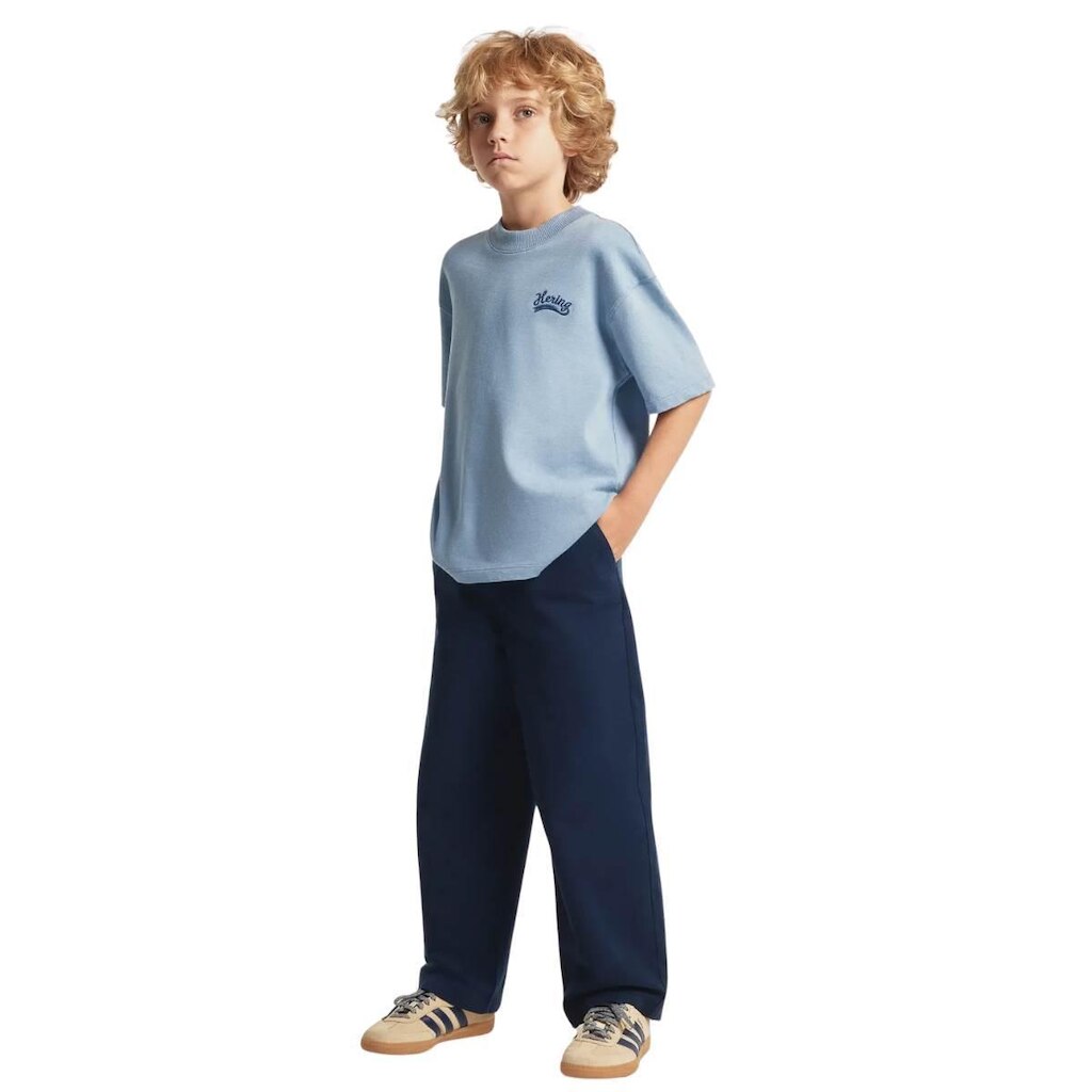 Calça Infantil Hering Reta Em Sarja Azul