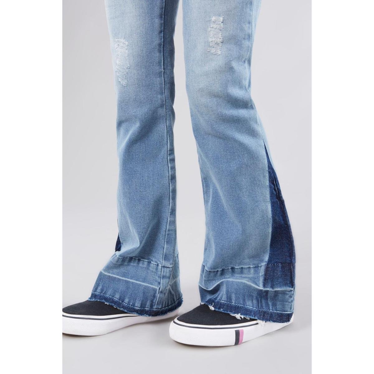 calça boca de sino jeans masculina