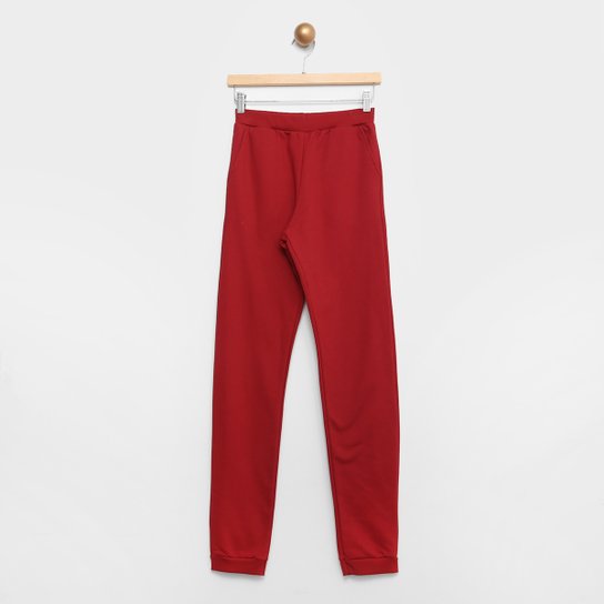 Calça Infantil Kamylus Moletom Bolso Menino - Vermelho