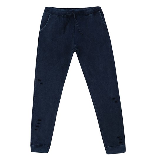 Calça Infantil Malha Authoria Denim Jogging Feminina - Marinho