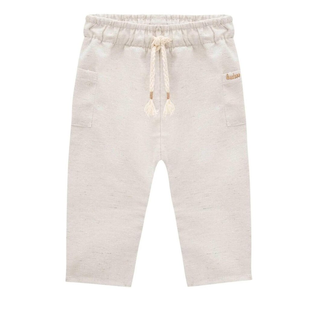 Calça Infantil Menino em Tecido Linhão Off White Luc.boo