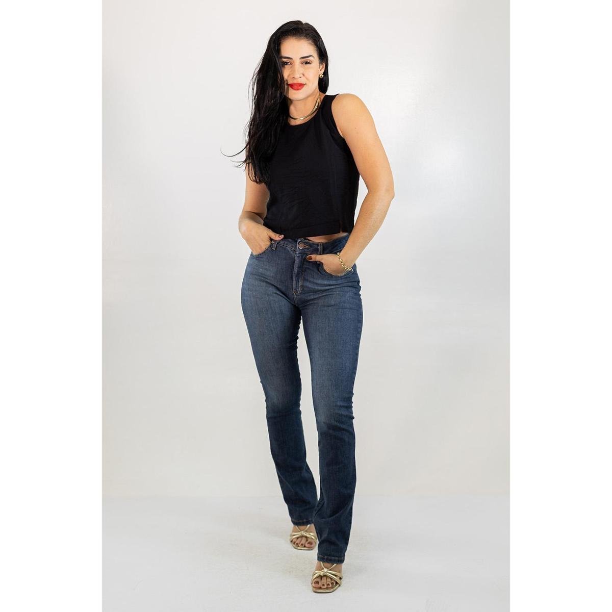 Calça Jeans Alta Boot Cut Azul Elastano Feminina Anticorpus Zattini