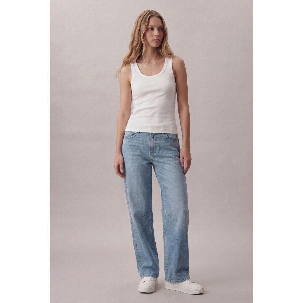 Calça Jeans Baggy Bolsos Embutidos - Azul Claro