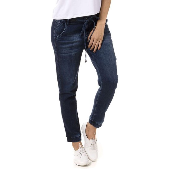 Calça Jeans Bloom Jogger Feminina - Azul Escuro
