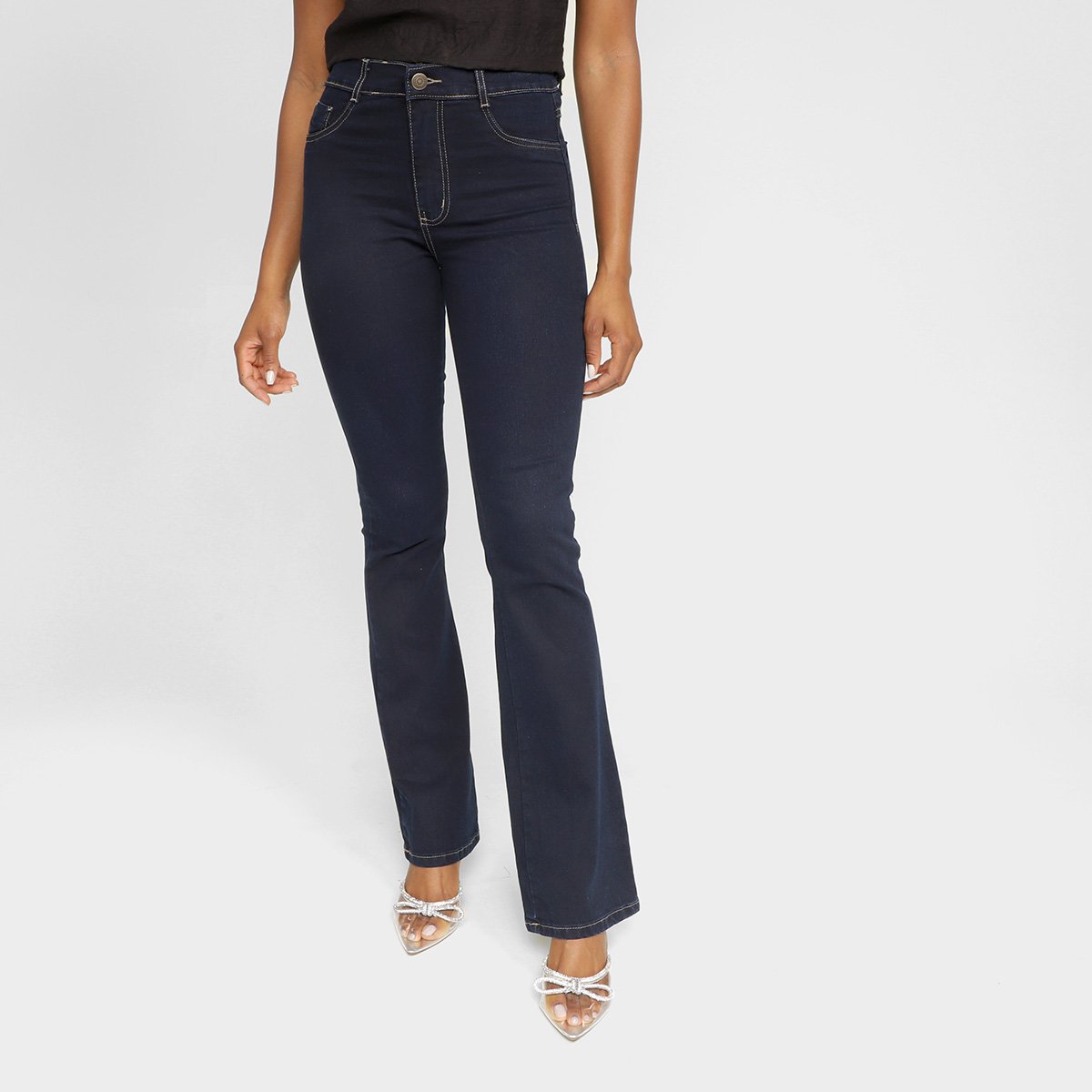 Calça Jeans Boot Cut Sawary Cintura Alta Com Elastano Feminina - Azul Petróleo Menor preço em Calça Jeans Boot Cut Sawary Cintura Alta Com Elastano Feminina - Azul Petróleo