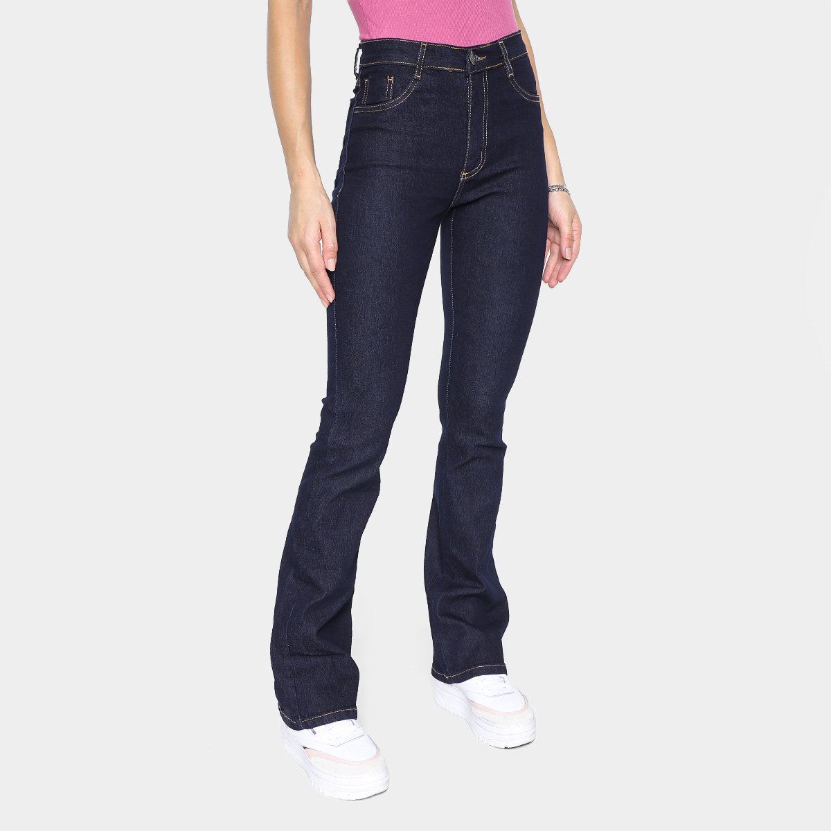 Calça Jeans Boot Cut Sawary Lisa Cintura Alta Feminina - Preto+Azul é ruim? Calça Jeans Boot Cut Sawary Lisa Cintura Alta Feminina - Preto+Azul é boa?