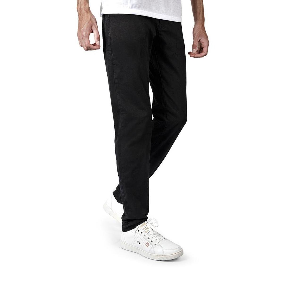Calça Jeans Casual Masculino Lisa Basica com Zíper Tradicional e Moderna - Preto Menor preço em Calça Jeans Casual Masculino Lisa Basica com Zíper Tradicional e Moderna - Preto