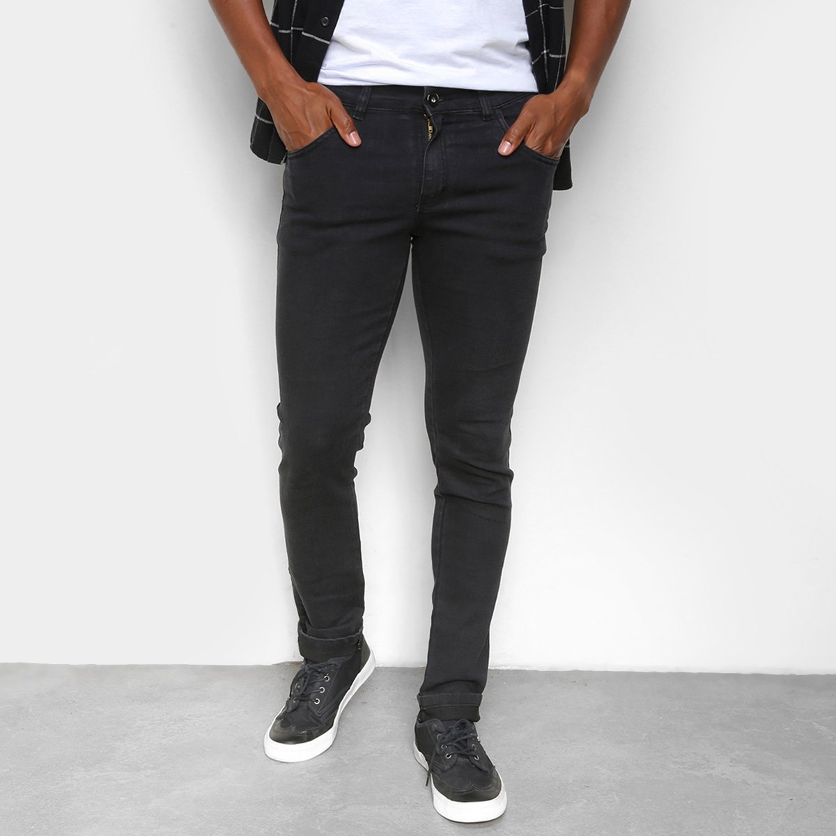 Calça Jeans Coffee Soft Slim Masculina - Preto Menor preço em Calça Jeans Coffee Soft Slim Masculina - Preto