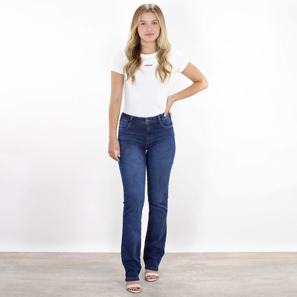 Calça Jeans Colcci Bia Reta Azul Indico - Feminino
