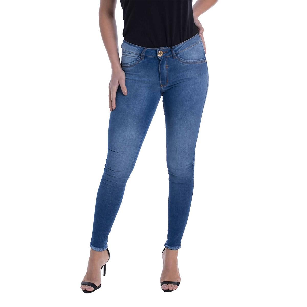 Calça Jeans Denuncia New Skinny Feminina - Azul Menor preço em Calça Jeans Denuncia New Skinny Feminina - Azul