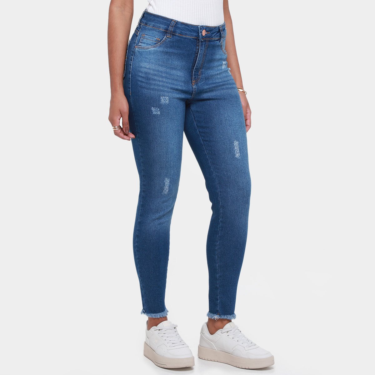 Calça Jeans Ecxo Skinny Cintura Alta Levanta Bumbum Feminina - Azul Menor preço em Calça Jeans Ecxo Skinny Cintura Alta Levanta Bumbum Feminina - Azul