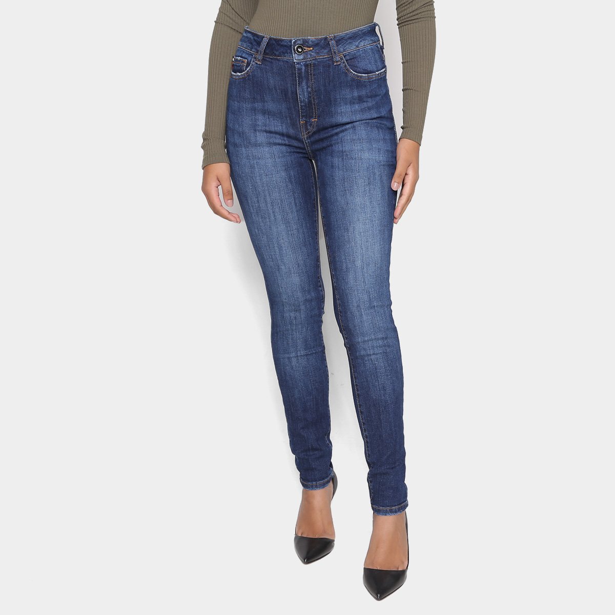 Calça Jeans Ellus Skinny Cintura Alta Feminina - Azul Menor preço em Calça Jeans Ellus Skinny Cintura Alta Feminina - Azul