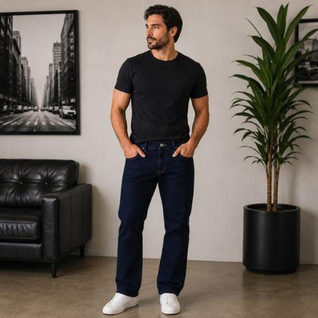 Calça Jeans Escuro Masculina Reta Tradicional Cintura Média Wrangler