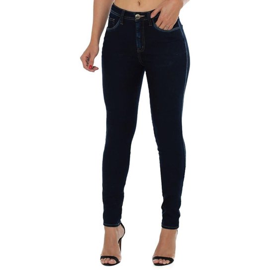 Calça Jeans Eventual Mid Rise Skinny Feminina - Marinho