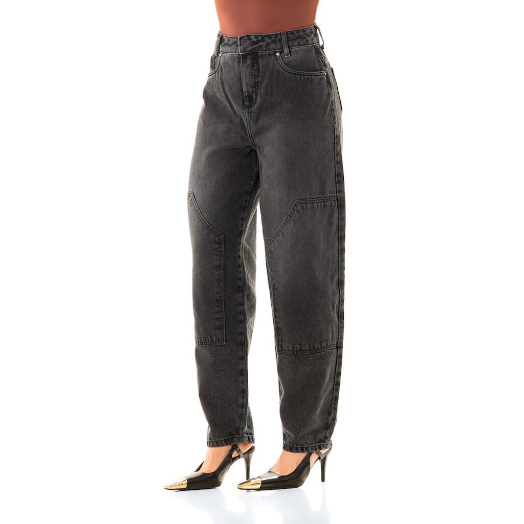 Calça Jeans Feminina Arauto Balloon Double Knee Black