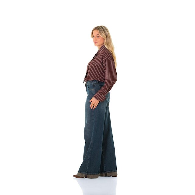 Calça Jeans Feminina Arauto Pantalona Brown