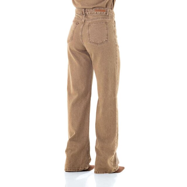 Calça Jeans Feminina Arauto Wide Leg Cacau Marmorizado
