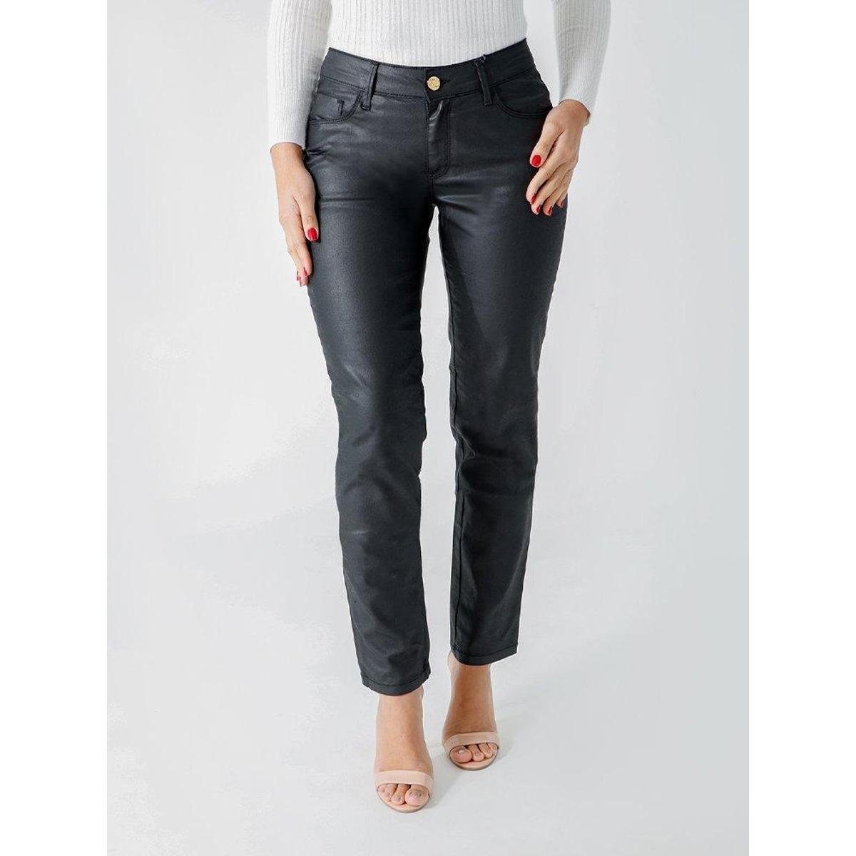 Calça Jeans Feminina Color 1 Botão - Preto Menor preço em Calça Jeans Feminina Color 1 Botão - Preto