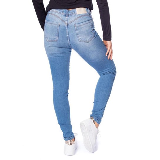 Calça Jeans Feminina Eagle Rose Karan Cigarrete Azul Claro