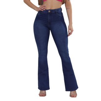 Calça Jeans Feminina Flare Boca de Sino com Elastano Premium Confortavel Levanta Bumbum Modela Corpo