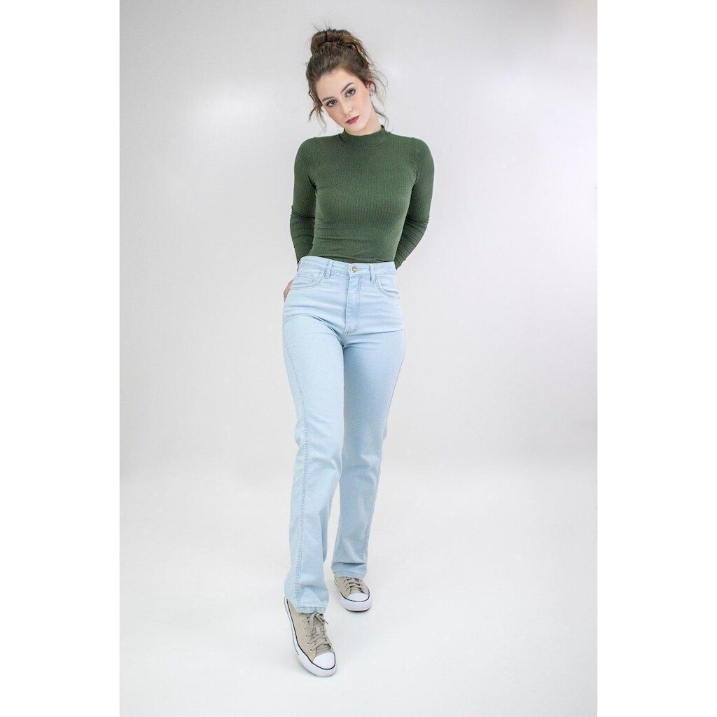 Calça Jeans Feminina Infantil Juvenil Reta