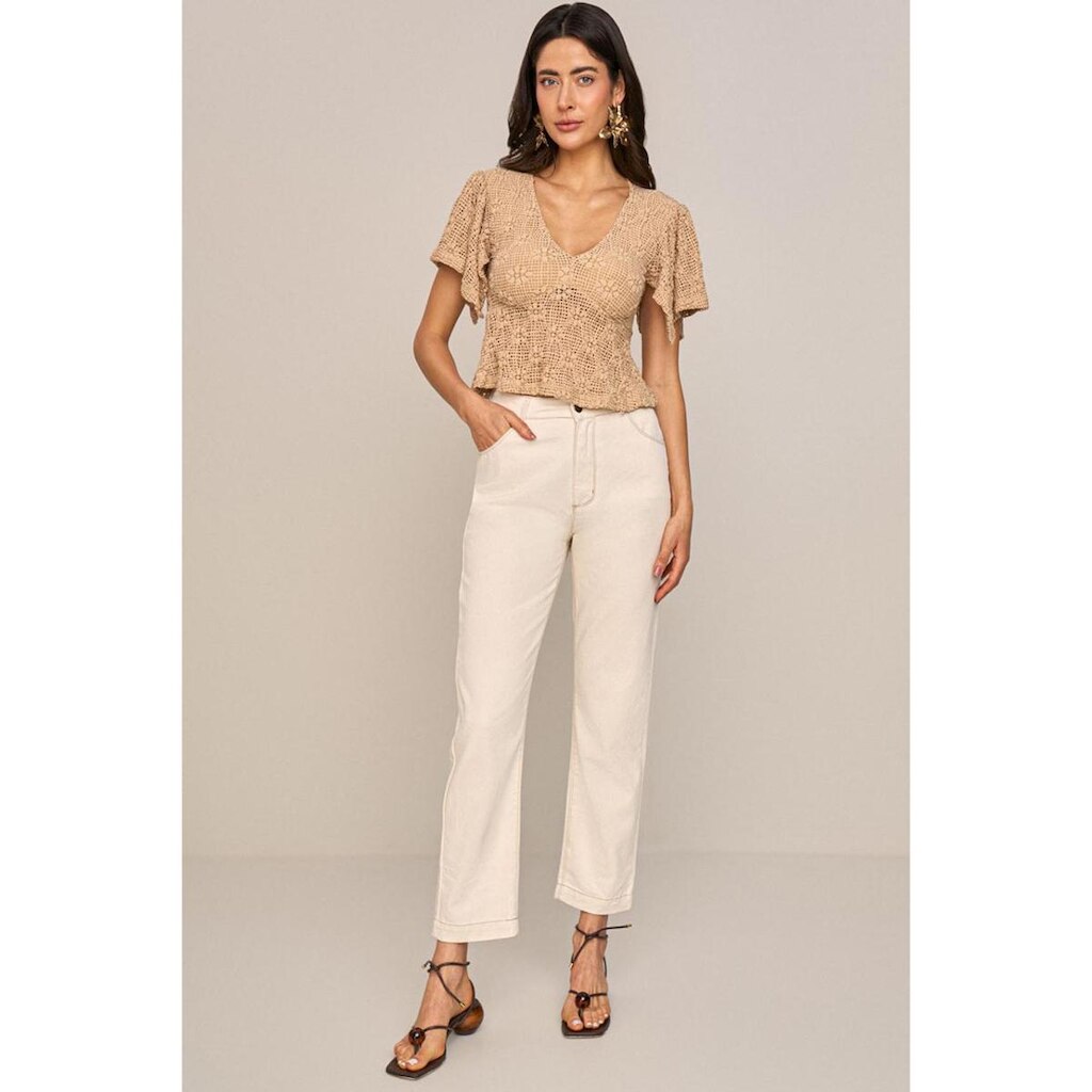 Calça Jeans Feminina Lado Avesso New Straight Cru