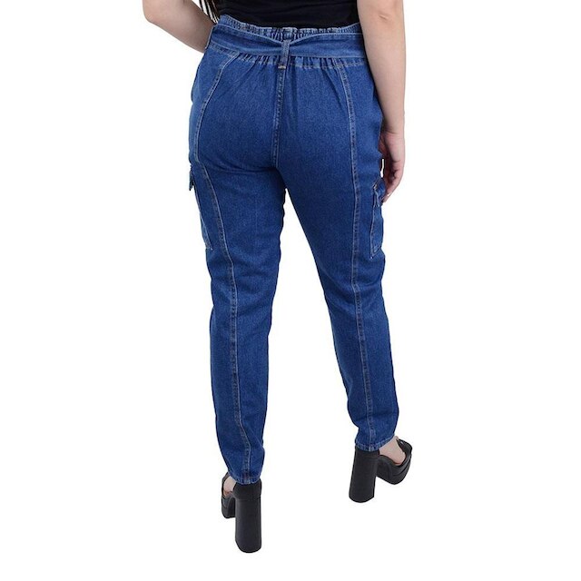 Calça Jeans Feminina Recuzza Cargo Azul Escuro - 10701