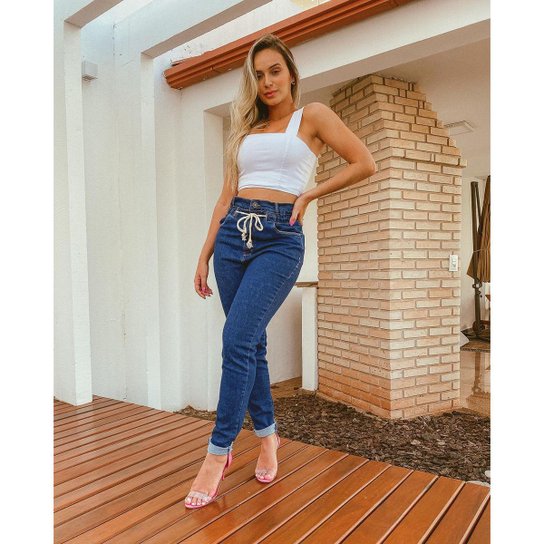 Calça Jeans Feminina Rope com Elastano 02405 Escura Consciência