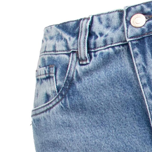 Calça Jeans Feminina Sawary Wide Leg Estonado Azul