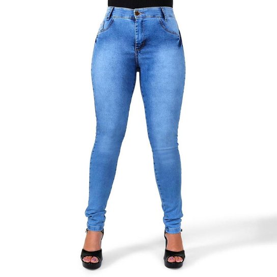 Calça Jeans Feminina Skinny Empina Bumbum Cós Alto