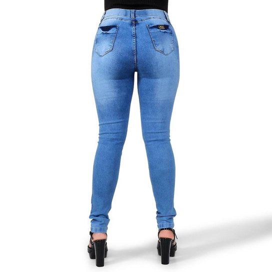 Calça Jeans Feminina Skinny Empina Bumbum Cós Alto