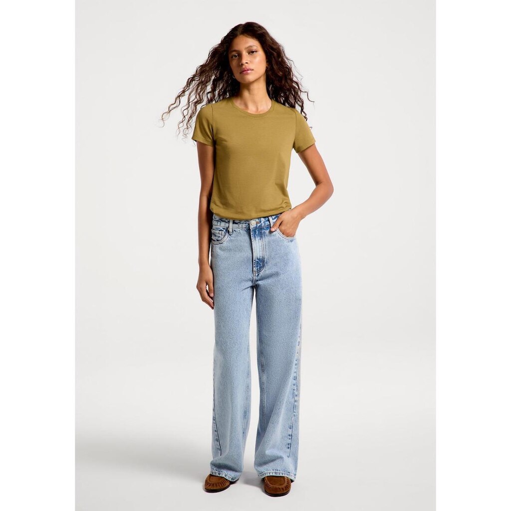 Calça Jeans Feminina Wide Leg Cintura Média