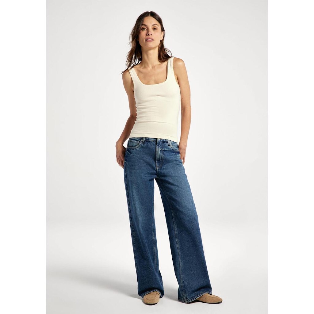 Calça Jeans Feminina Wide Leg Cintura Média