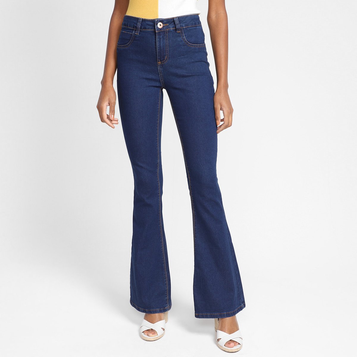 Calça Jeans Flare Grifle Cintura Média Feminina - Azul é ruim? Calça Jeans Flare Grifle Cintura Média Feminina - Azul é boa?