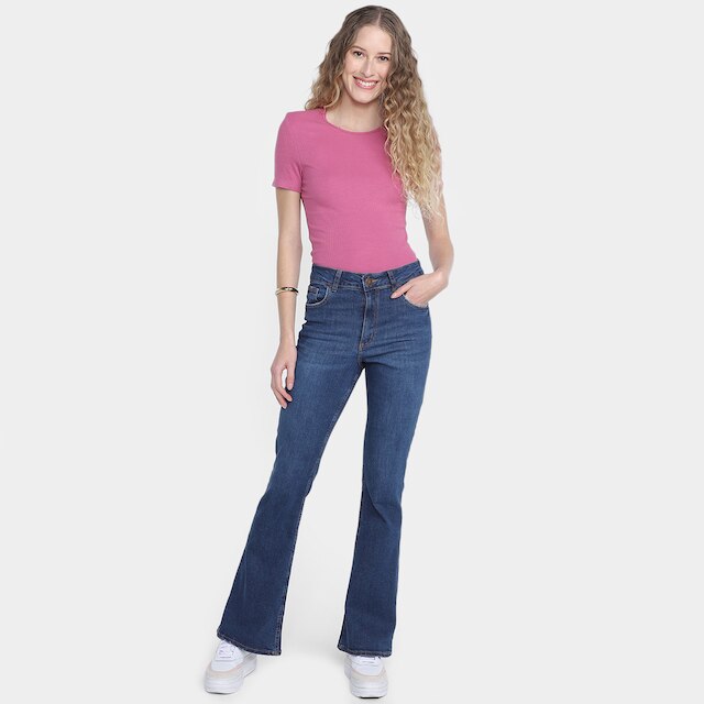 Calça Jeans Flare Hering Cintura Alta Feminina