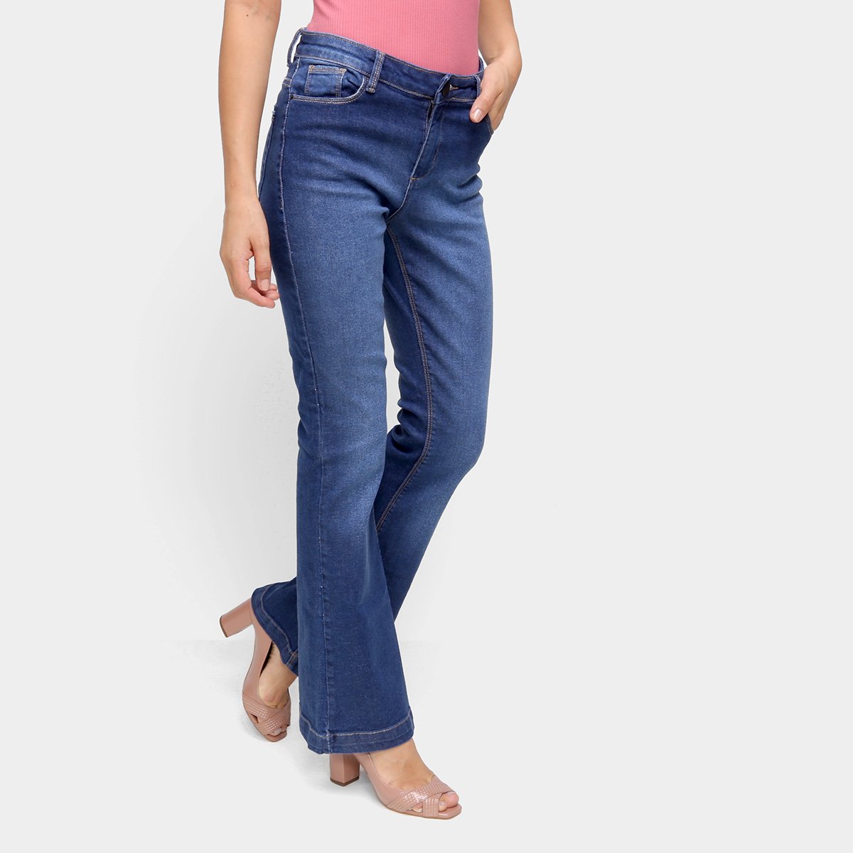 Calça Jeans Flare Hering Estonada Feminina - Marinho Menor preço em Calça Jeans Flare Hering Estonada Feminina - Marinho