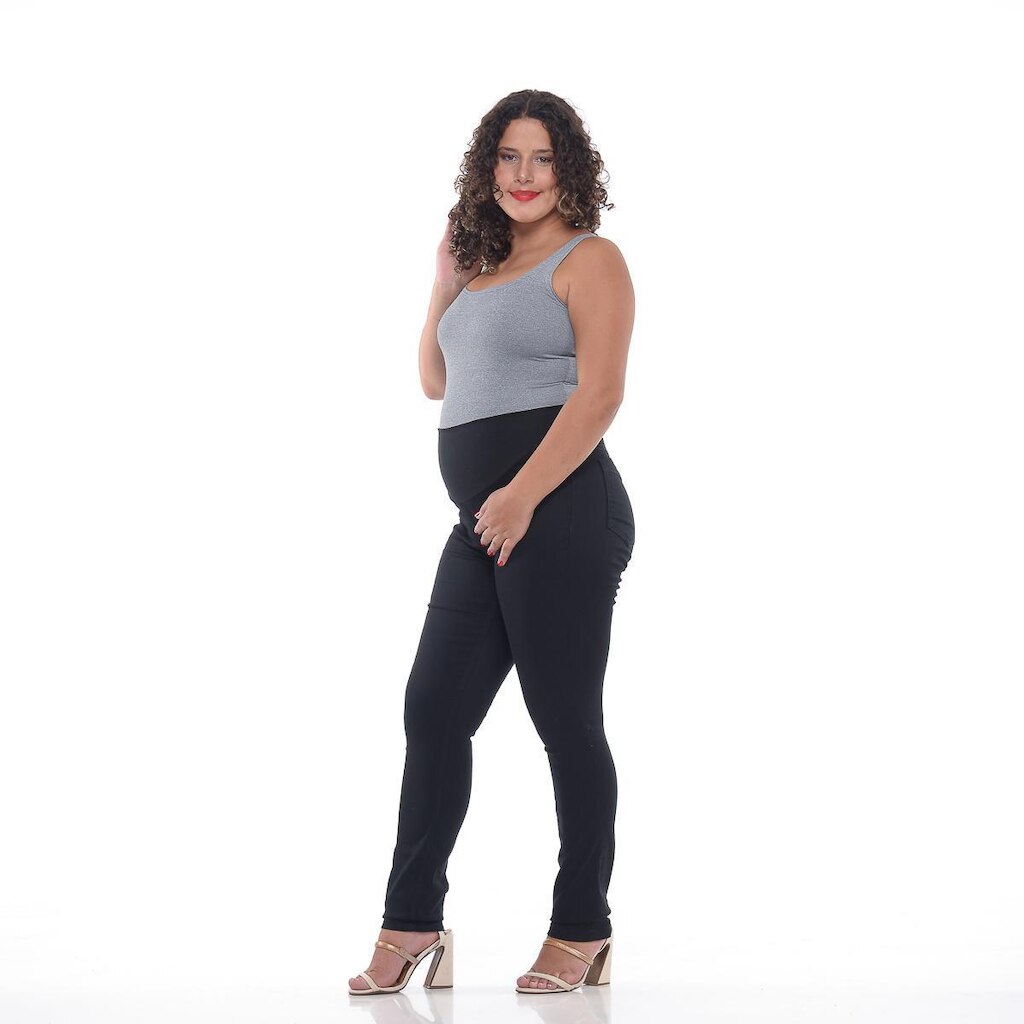 Calça Jeans Gestante Cigarrete Grávida Faixa na Barriga