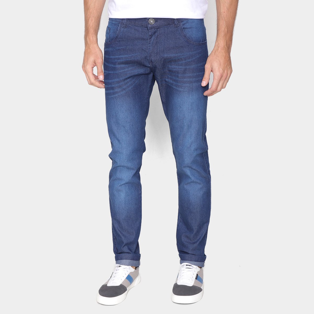 Calça Jeans Grifle Estonada Skinny Masculina - Azul Menor preço em Calça Jeans Grifle Estonada Skinny Masculina - Azul