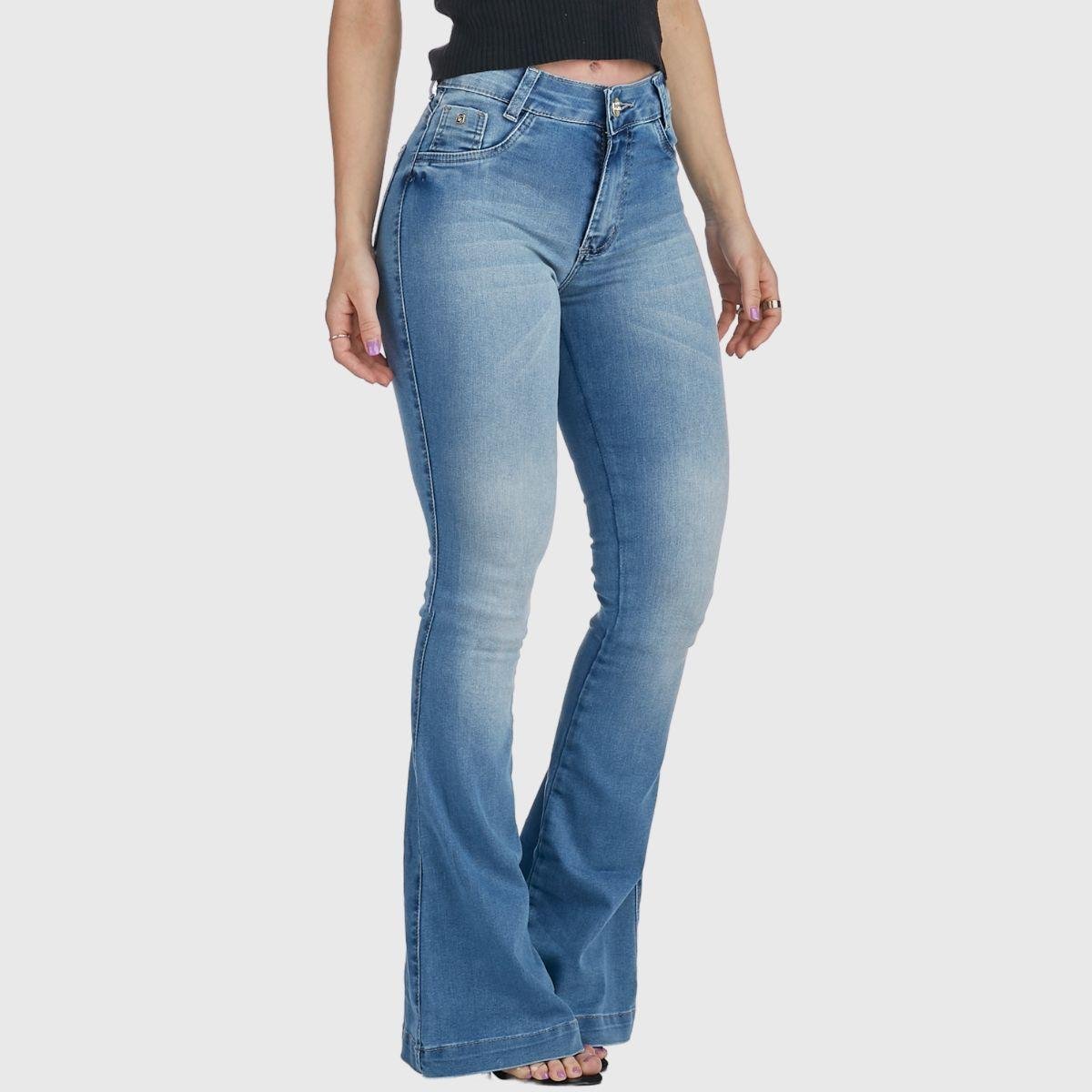 Calca Fem Flare Algodao Compre Online Zattini