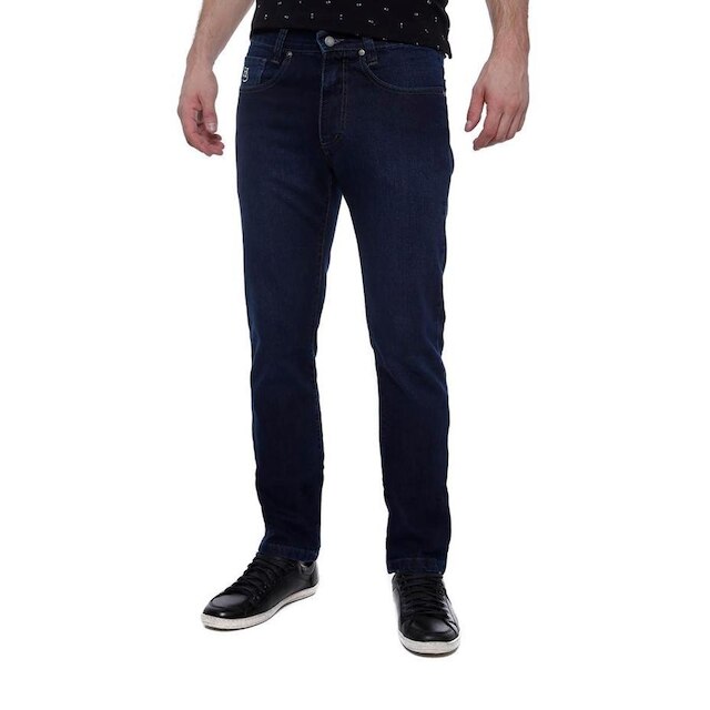 Calça Jeans Hugo Deleon Elastano Lisa Azul Escuro