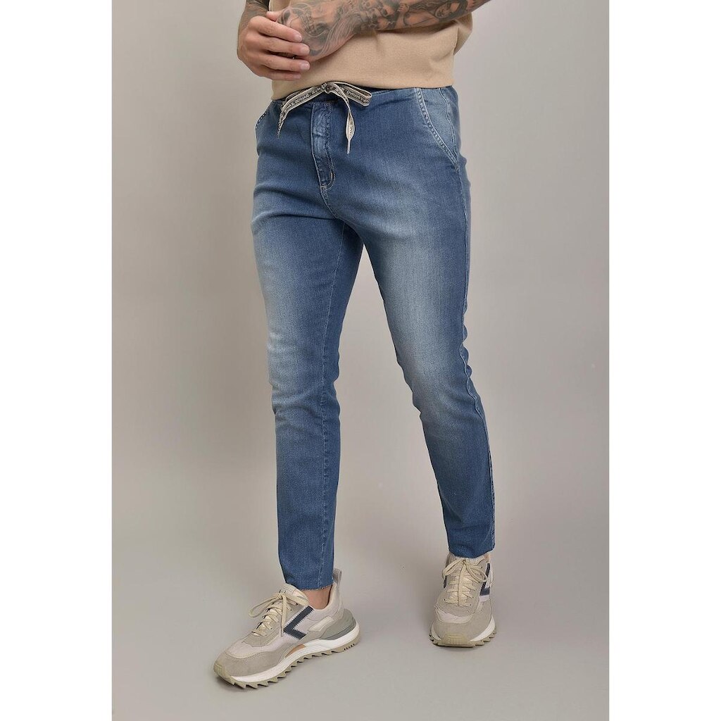 Calça Jeans Jogging Barra Fio Com Elástico Masculina