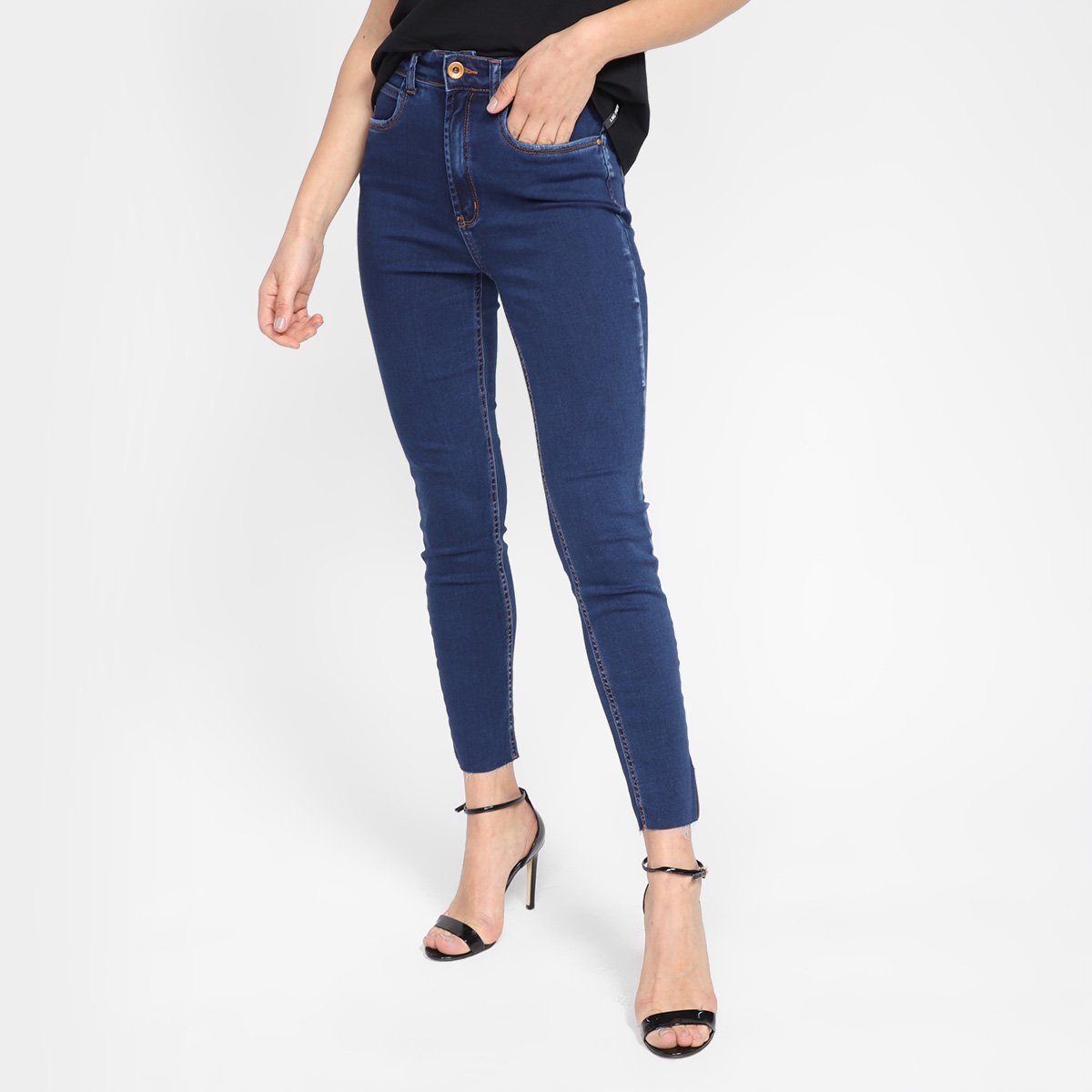 Calça Jeans Lança Perfume Skinny Cintura Alta Feminina - Jeans Menor preço em Calça Jeans Lança Perfume Skinny Cintura Alta Feminina - Jeans