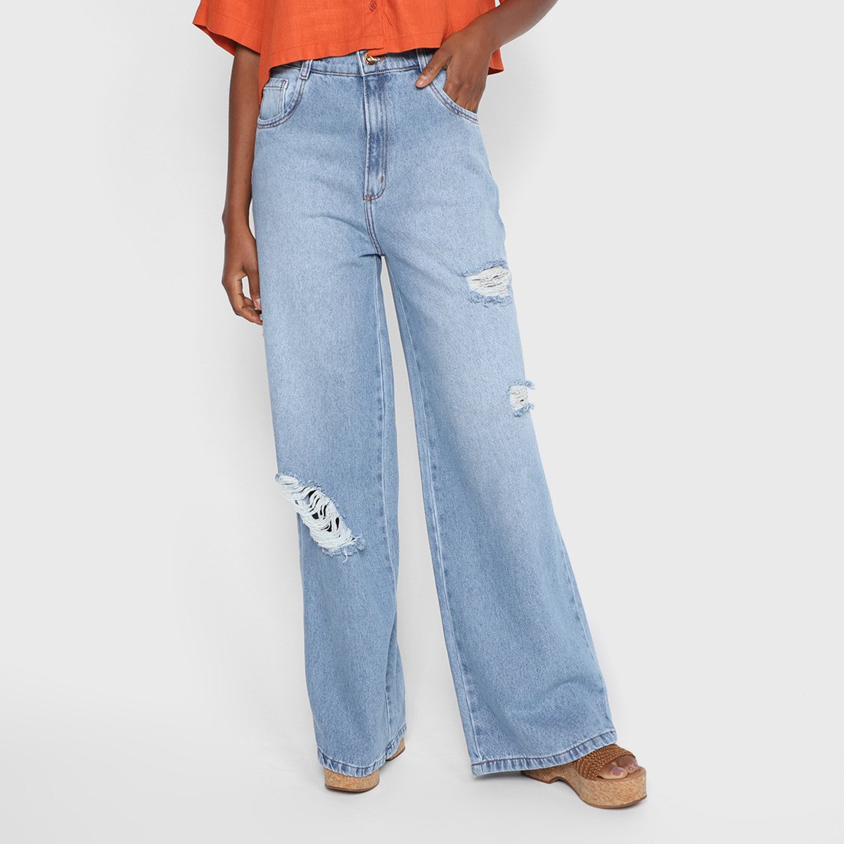 Calça Jeans Lança Perfume Wide Leg Super High Feminina - Azul é ruim? Calça Jeans Lança Perfume Wide Leg Super High Feminina - Azul é boa?