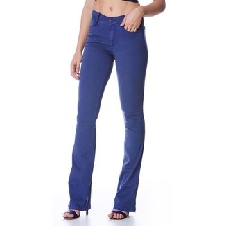 Calça Jeans La'Oase Flare Color Blue Isabella Feminino