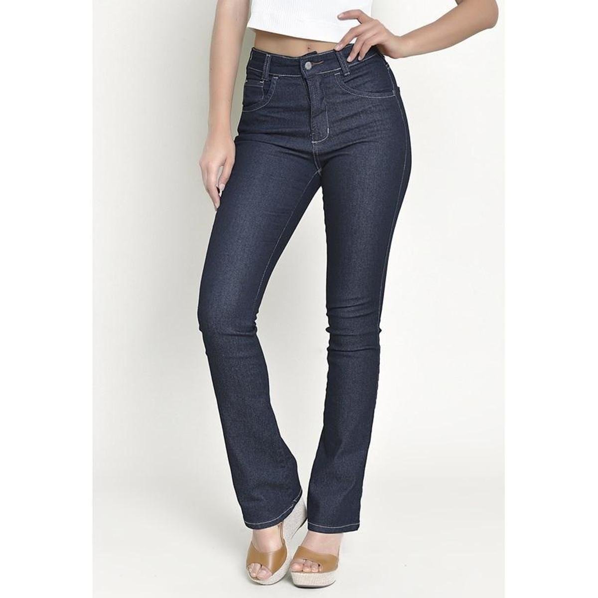Calça Jeans Lemier Boot Cut Cintura Alta Stone Fe - Azul Menor preço em Calça Jeans Lemier Boot Cut Cintura Alta Stone Fe - Azul