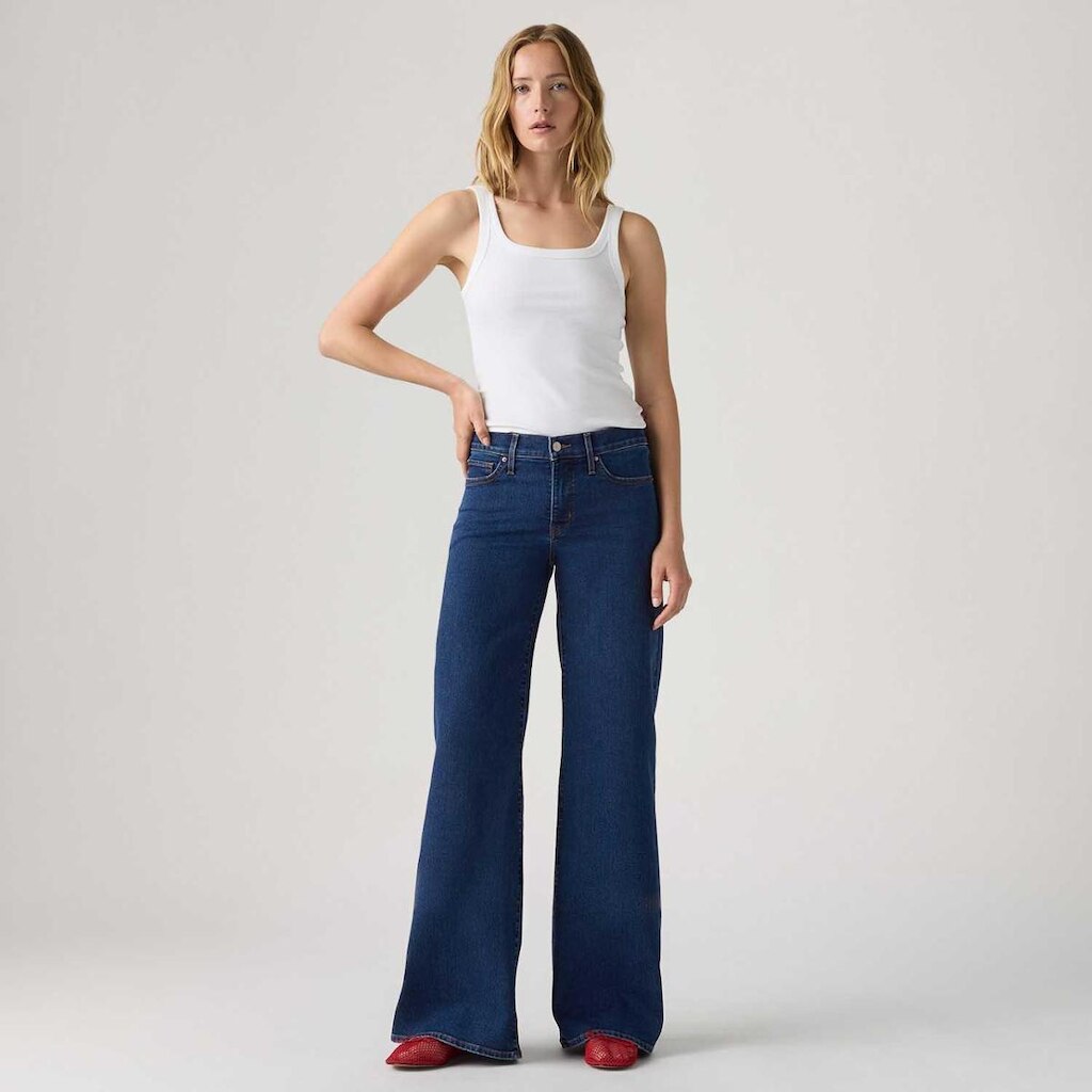 Calça Jeans Levi's 318 Shaping Wideleg Lavagem Escura Feminina