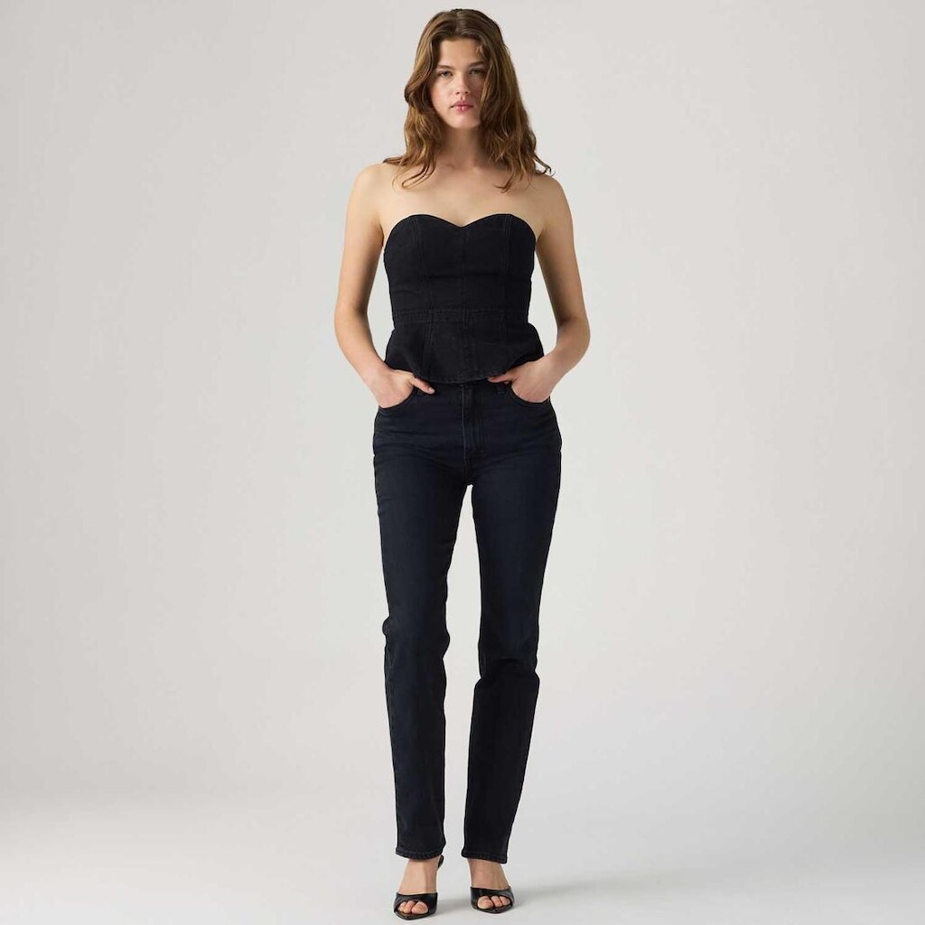Calça Jeans Levi's Ribcage Slim Preta Feminina