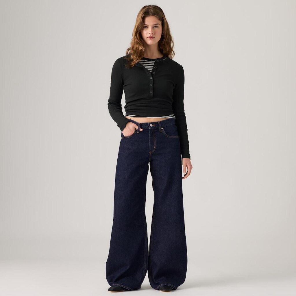 Calça Jeans Levi's® Teardrop Wideleg Lavagem Escura - 25X34 USA | 36 BR